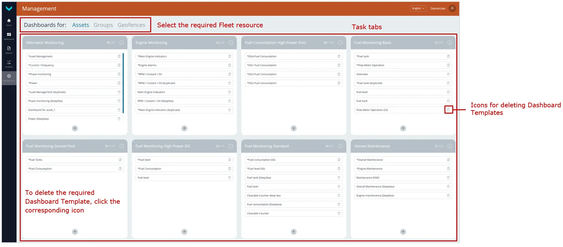 Example of deleting a Dashboard Template Example of deleting a Dashboard Template