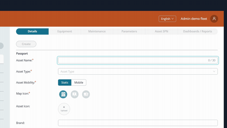 Fill in the Asset information